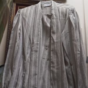 JH Collectibles blouse, black and white slanted stripe design, long sleeve